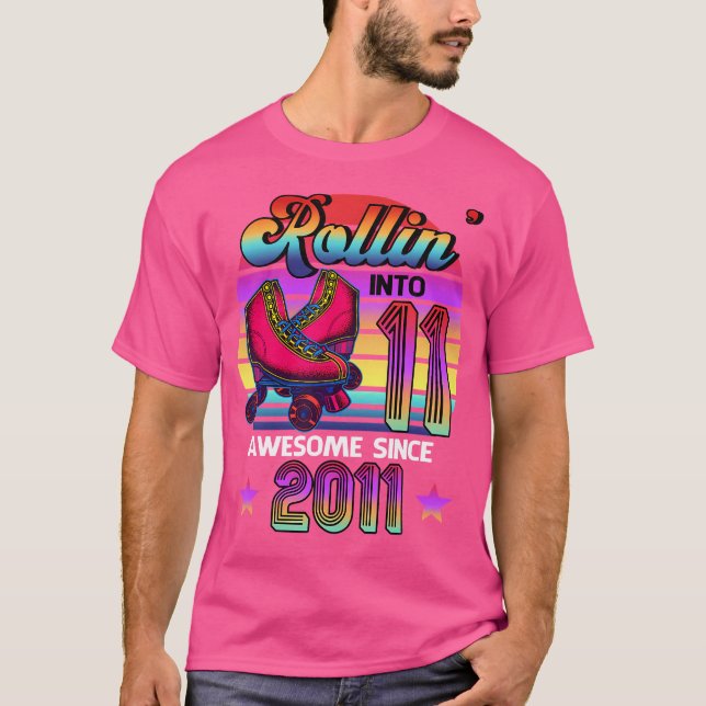 Rollin' Into 11 Awesome 2011 Roller Skating 11Th B T Shirt (Framsida)