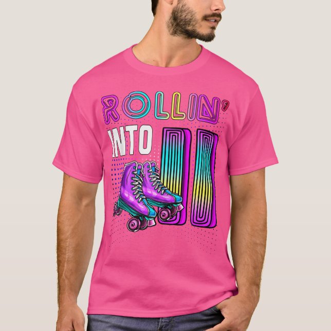 Rollin' Into 11 Roller Skating Rink 11Th Birthday  T Shirt (Framsida)