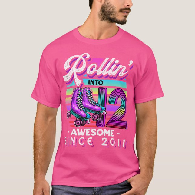 Rollin Into 12 Awesome 2011 Roller Skating 12Th Bi T Shirt (Framsida)
