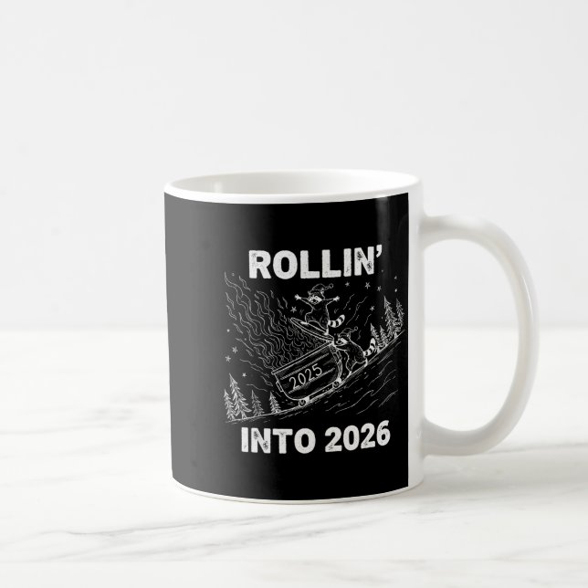 Rollin’ Into 2026 Dumpster Fire New Year Party Fun Kaffemugg (Höger)
