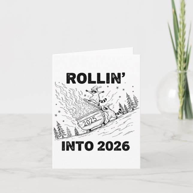 Rollin’ Into 2026 Dumpster Fire New Year Party Fun Kort (Framsida)