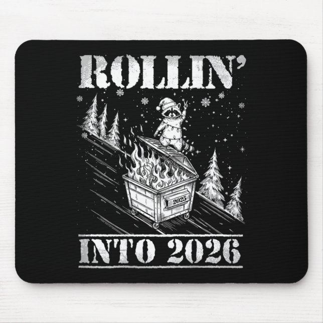 Rollin' Into 2026 Funny Raccoon Dumpster Fire Art  Musmatta (Framsidan)