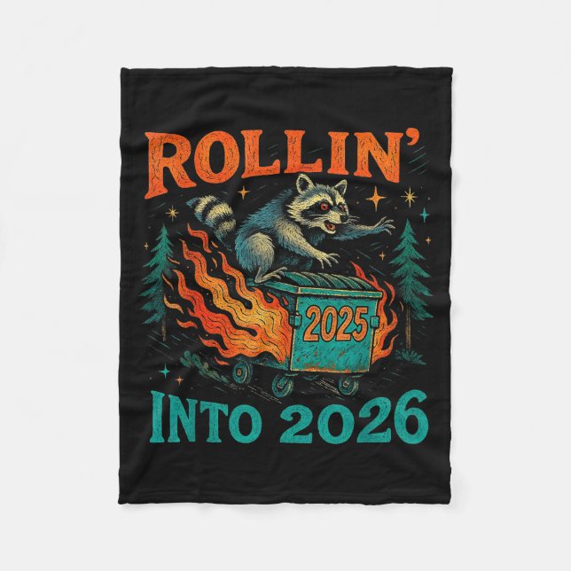 Rollin’ Into 2026 Funny Raccoon Dumpster Fire  Fleecefilt (Framsidan)