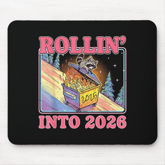 Rollin' Into 2026 Funny Raccoon Meme Happy New Yea Musmatta (Framsidan)