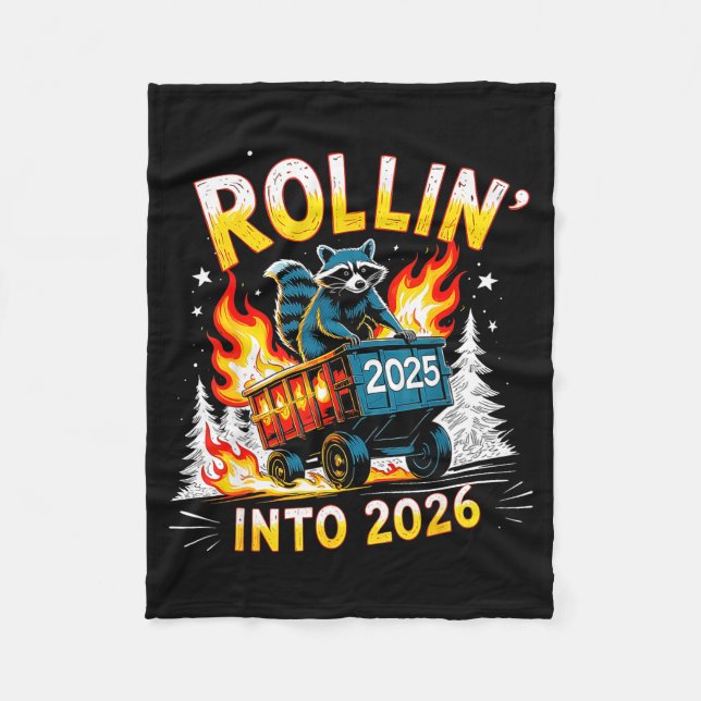 Rollin Into 2026 Funny Raccoon New Year Meme  Fleecefilt (Framsidan)