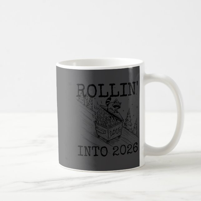 Rollin' Into 2026 Happy New Year Raccoon Men Women Kaffemugg (Höger)