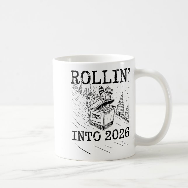 Rollin’ Into 2026 Raccoon Dumpster Fire New Year M Kaffemugg (Höger)