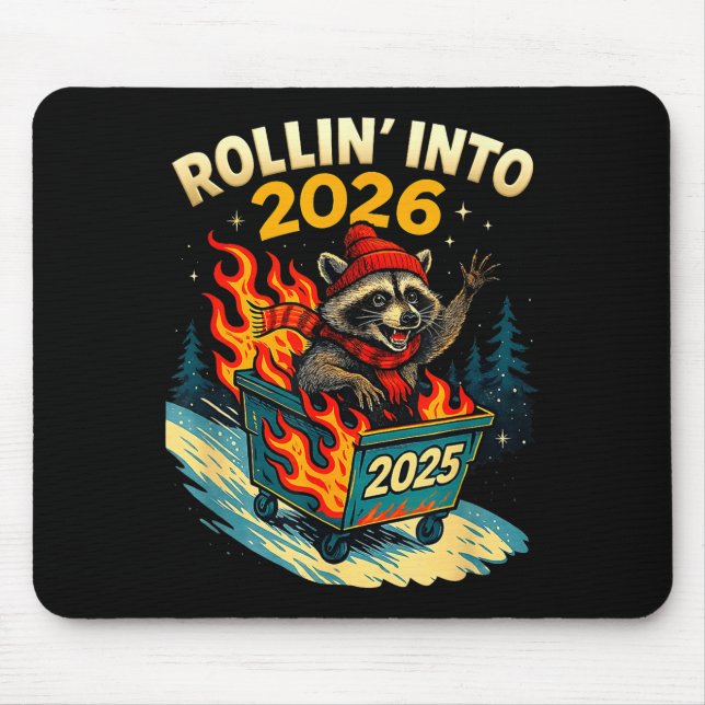 Rollin Into 2026 Raccoon Funny Dumpster Fire 2025  Musmatta (Framsidan)