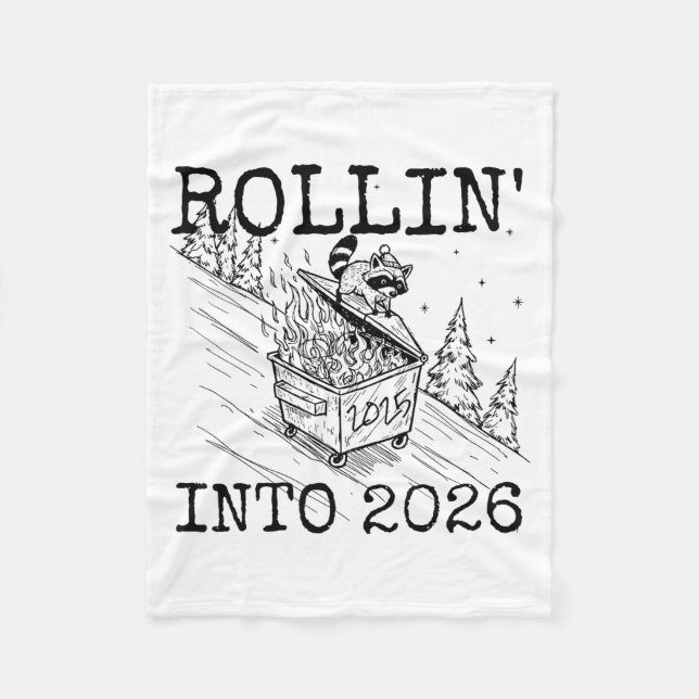 Rollin’ Into 2026 Raccoon Funny New Year Raccoon T Fleecefilt (Framsidan)
