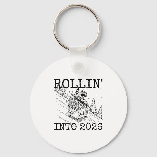 Rollin’ Into 2026 Raccoon Funny New Year Raccoon T Nyckelring (Framsida)
