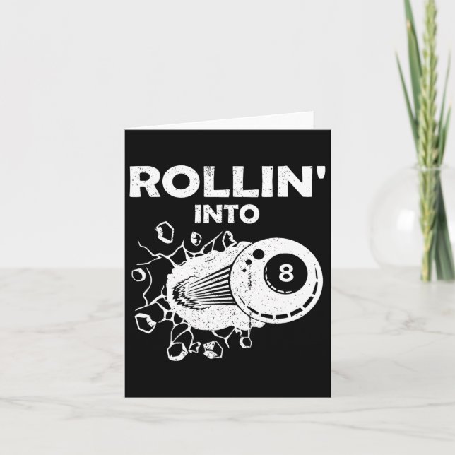 Rollin Into 8 Biljard 8-årsdag Flaming Bilj Kort (Framsida)