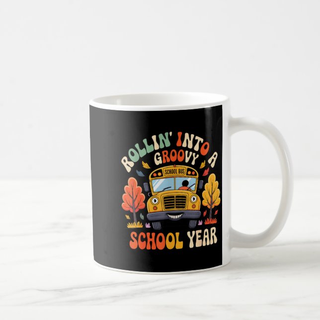 Rollin Into A Groovy School Year Retro School Bus  Kaffemugg (Höger)