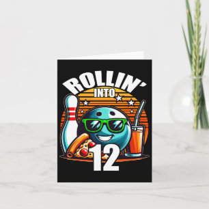 Rollin till 12 Bowling Födelsedagsfest 12:e Birthd Kort