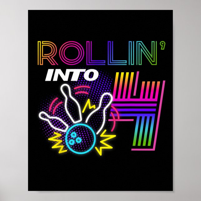 Rollin till 4 års Old Birthday Bowling Party 4:e Poster (Framsidan)