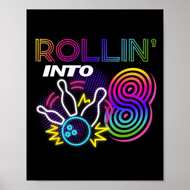 Rollin till 8 års Old Birthday Bowling Party 8:e Poster (Framsidan)