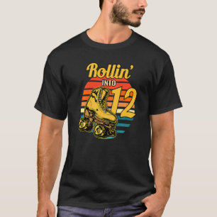 Rollin' to 12 Retro Roller 12:e Födelsedagsfest S T Shirt