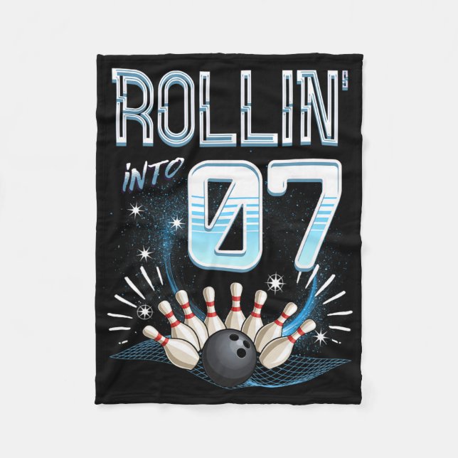Rollin to 7 Bowling Birthday 7:e Bowlareare Bday P Fleecefilt (Framsidan)