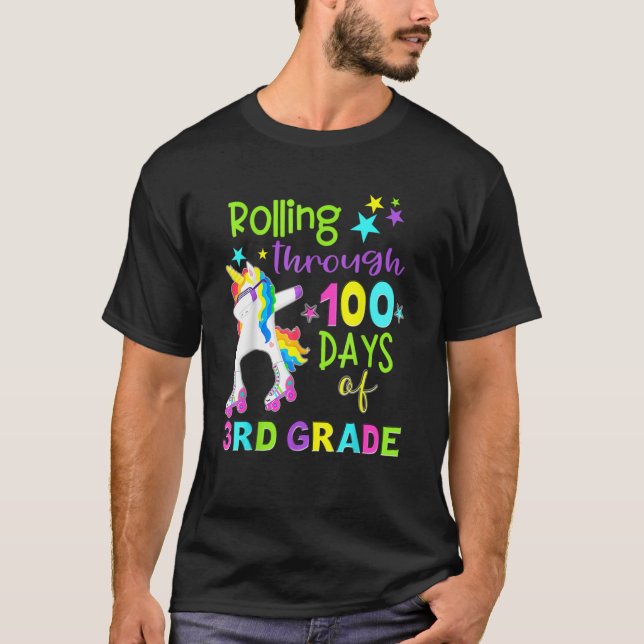 Rolling 100 Day of School Pre K 1:e tredje Grad T Shirt (Framsida)