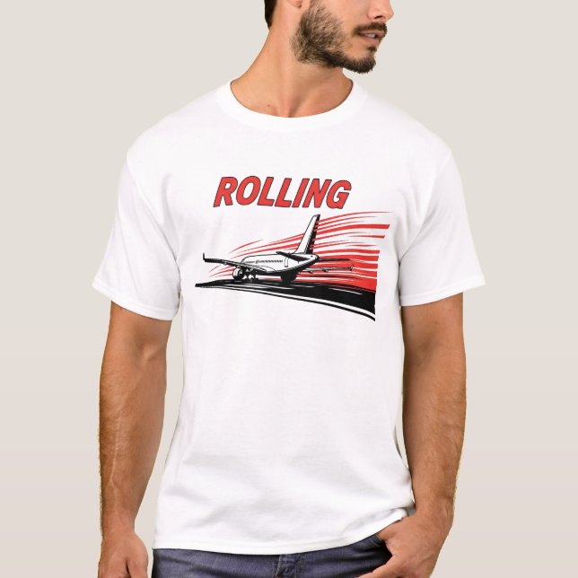 Rolling Airplane Aviation T Shirt (Framsida)