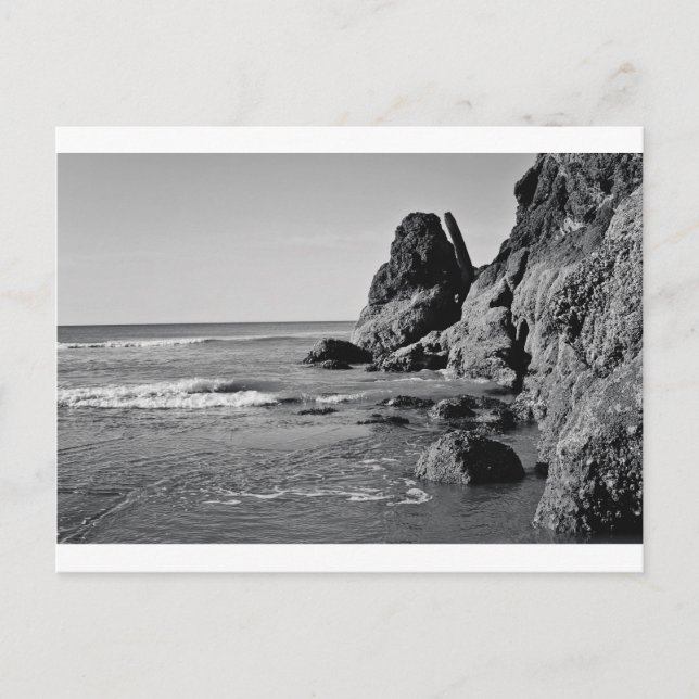 Rolling Beach Black and White Vykort (Framsida)