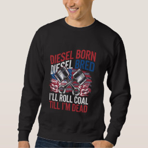 Rolling Coal USA Diesel Born Diesel Mechanic Roll Lång Ärmad Tröja