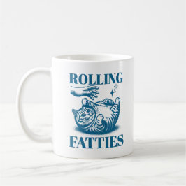 Rolling Fatties Funny Tjock Cat Meme Kitten Humor Kaffemugg
