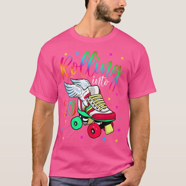 Rolling Into 10 Cool 10Th Birthday Roller Skating  T Shirt (Framsida)