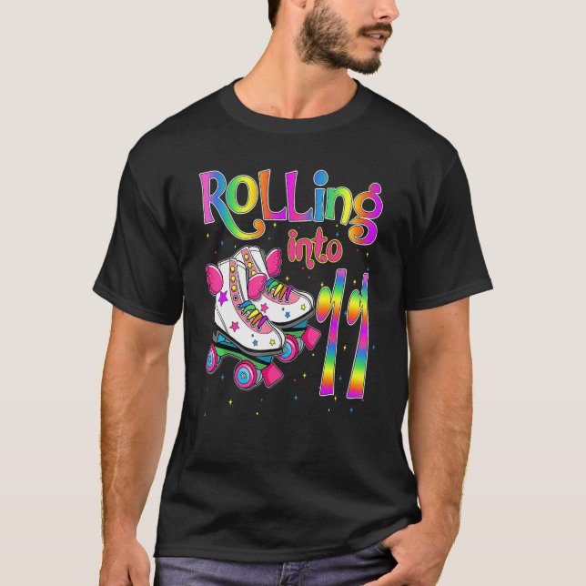 Rolling Into 11 Years Lets Roll I'm Turning 11 Rol T Shirt (Framsida)