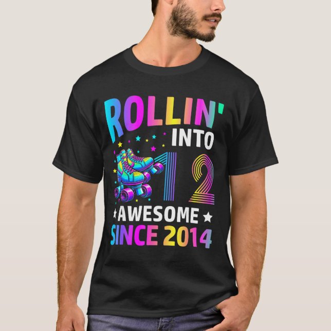 Rolling Into 12 Years Old Skates 12th Birthday Gir T Shirt (Framsida)