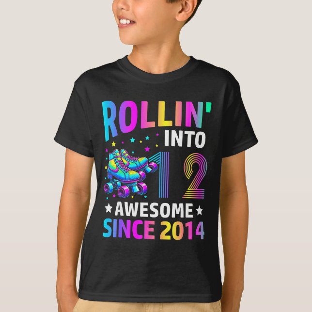 Rolling Into 12 Years Old Skates 12th Birthday Gir T Shirt (Framsida)