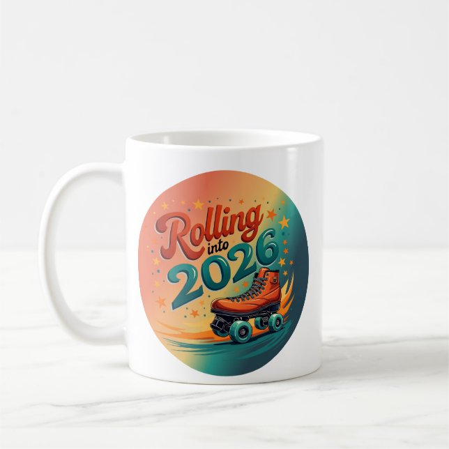 Rolling Into 2026 Retro Skate Mug Kaffemugg (Vänster)
