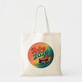 Rolling Into 2026 Retro Skate Tote Bag Tygkasse