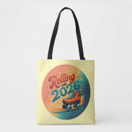 Rolling Into 2026 Retro Skate Tote Tygkasse