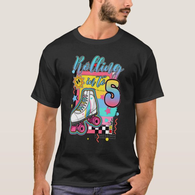 Rolling Into 5 years Lets Roll I'm Turning 5 Rolle T Shirt (Framsida)