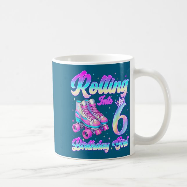 Rolling Into 6 Year Old Roller Skating 6th Birthda Kaffemugg (Höger)