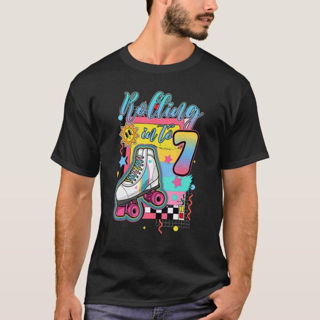 Rolling Into 7 years Lets Roll I'm Turning 7 Rolle T Shirt (Framsida)