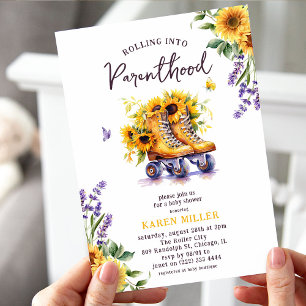 Rolling into Parenthood' Vintage Charm Barnrum Inbjudningar
