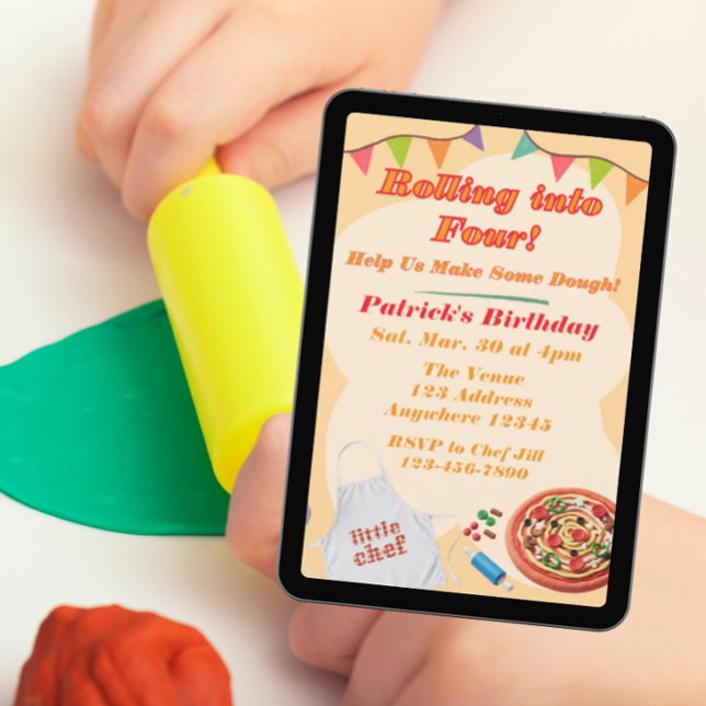 Rolling into, Pizza Playdoh Birthday Inbjudningar (Skapare uppladdad)