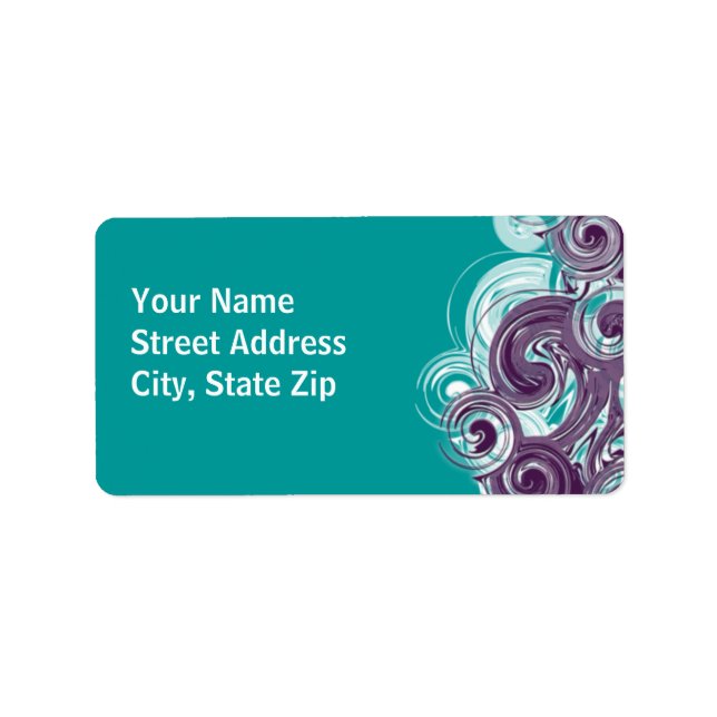 Rolling Lila Side Gräns Adressetikett (Framsidan)