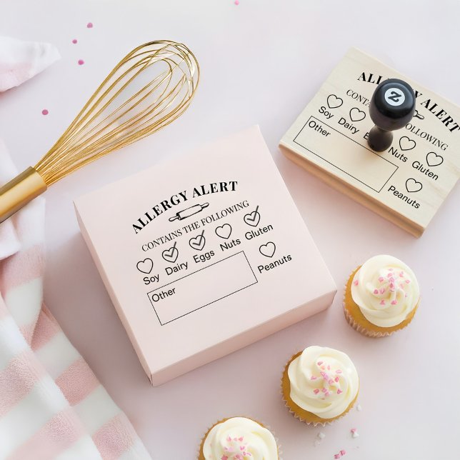 Rolling Pin Bakery Shop Allergy Alert Food Safety Stämpel (Rolling Pin Bakery Shop Allergy Alert Food Safety Rubber Stamp)