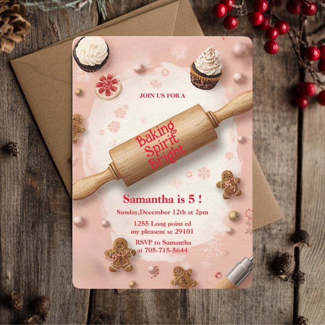 Rolling Pin Baking Spirit Bright Birthday Inbjudningar (Skapare uppladdad)