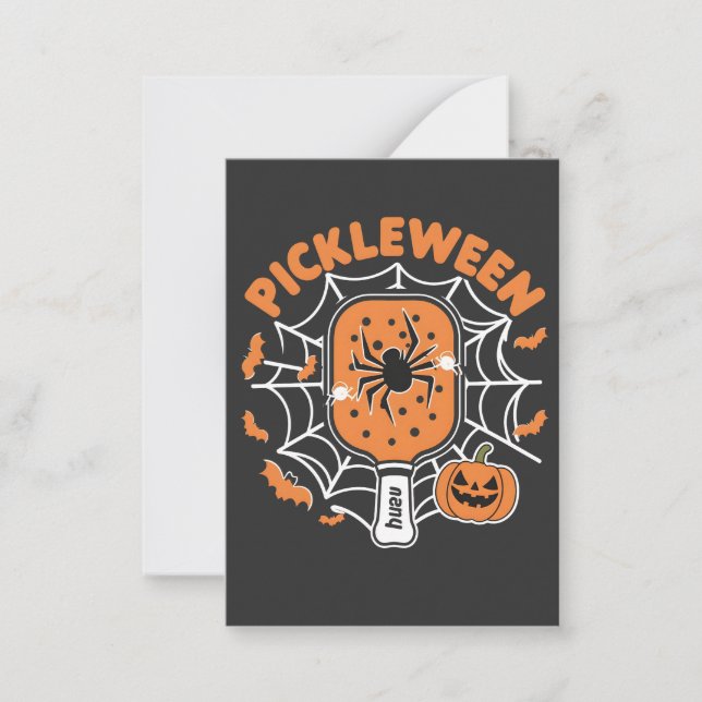 Rolllöksrolig skrämmande Halloween Pickleball Spor Anteckningskort (Framsida)