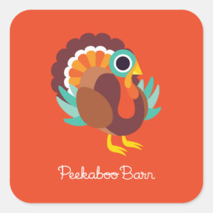 Rollo the Turkey Fyrkantigt Klistermärke