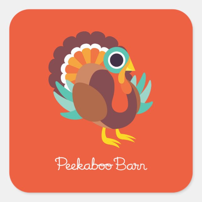 Rollo the Turkey Fyrkantigt Klistermärke (Framsida)