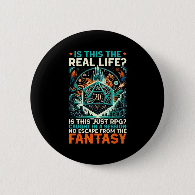 Rollspel Rpg Mästare D20 Brädspel Roligt Rp Knapp (Framsida)