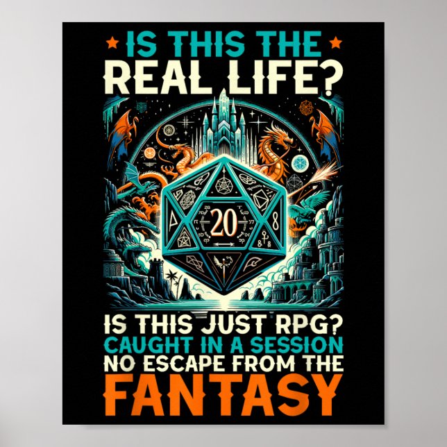Rollspel Rpg Master D20 Brädspel Roligt Rp Poster (Framsidan)