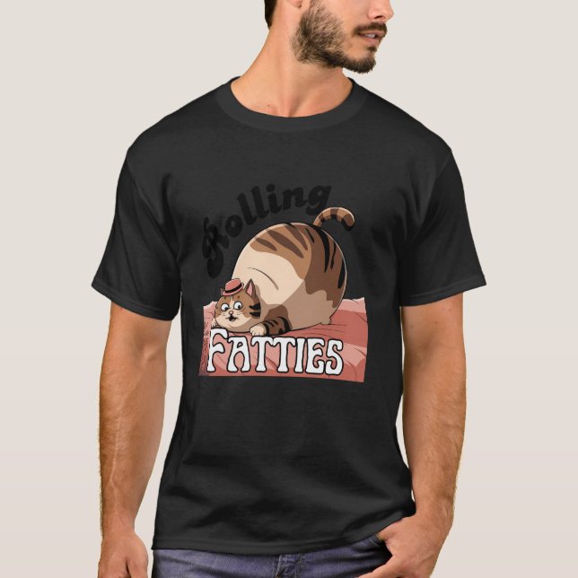 Rollties Cat Funny Tjock Kitten Cat För manar W T Shirt (Framsida)