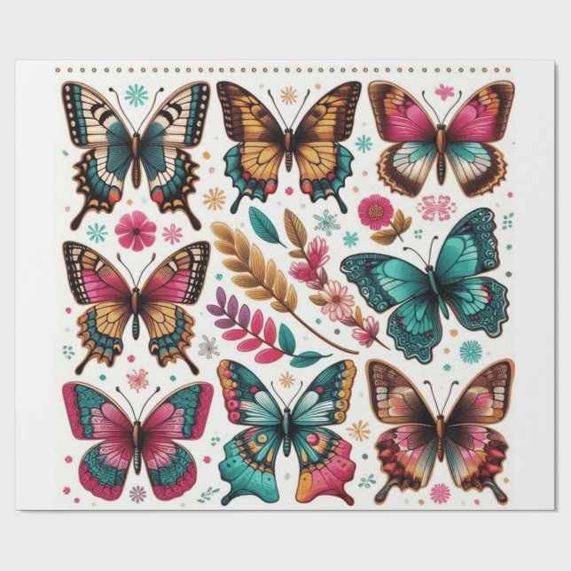 rolo de papel de presente com estampa borboletas presentpapper (Platt)