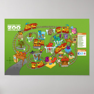 Roly-Poly Monster "Zoo Karta" Poster (12" x 8")