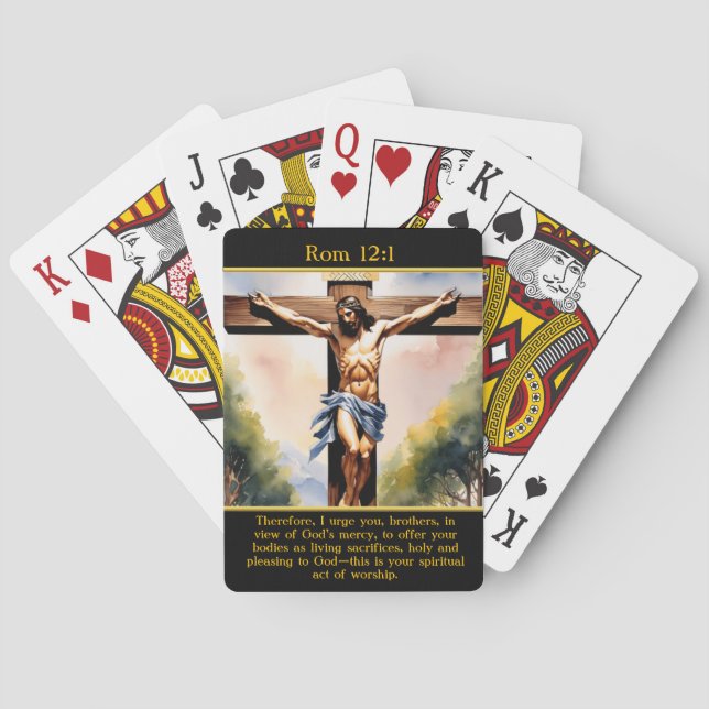 Rom 12:1 Savior ovanför bergshöjder Casinokort (Baksidan)